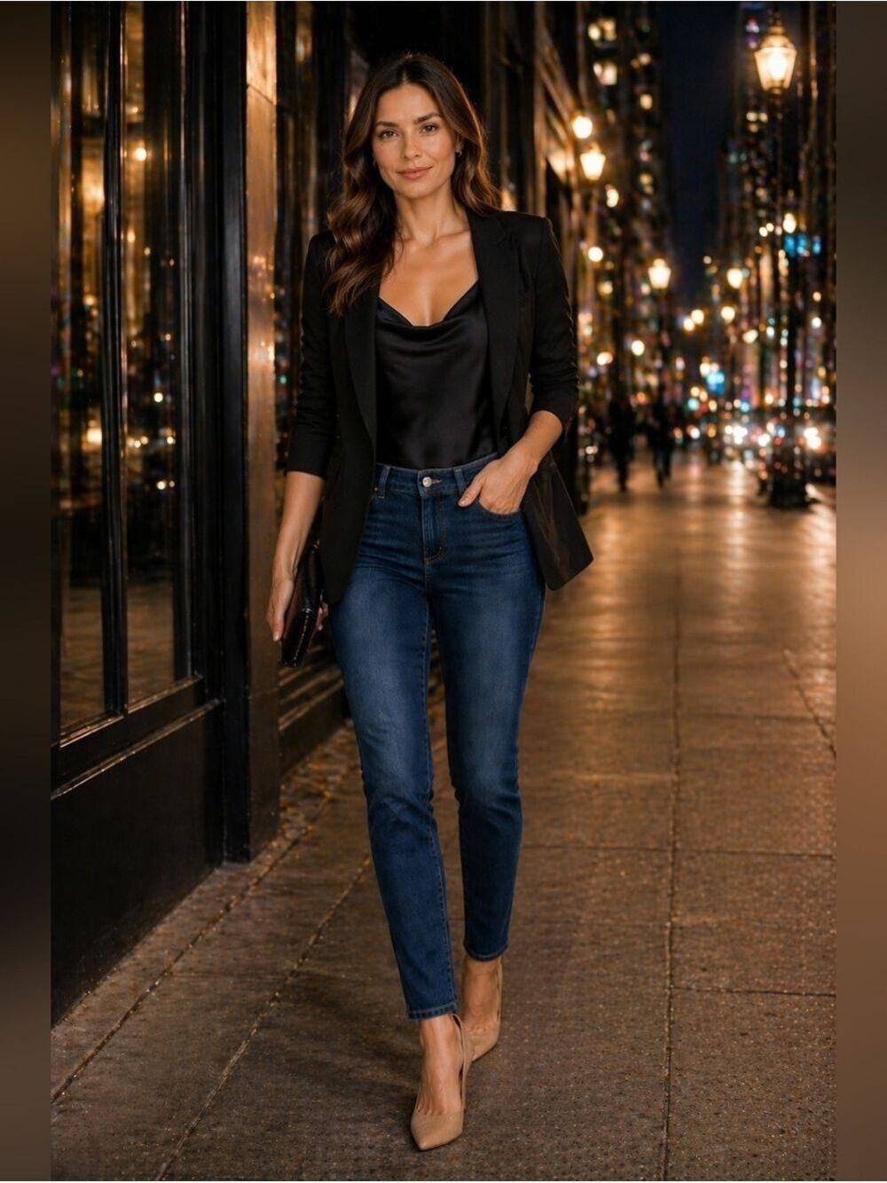DL1961 Amanda Slim Straight Jeans 27 Dark Wash Premium Denim Mid Rise - Picture 10 of 13